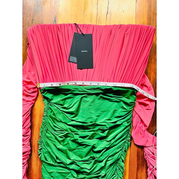 ALEX PERRY Strapless Ruched Mini Dress Pink Green Prom Wedding US Size 6/AU 10 - Picture 6 of 14